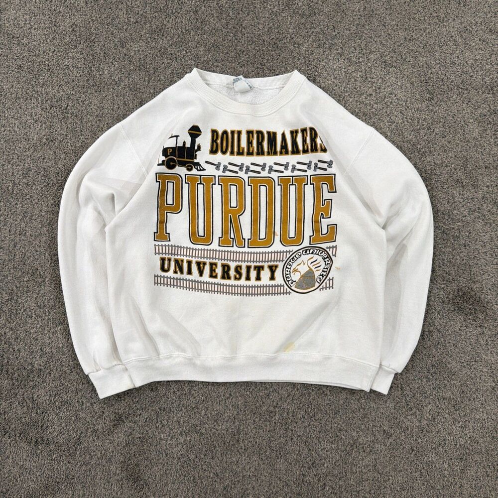 Vintage 90s Purdue Boilermakers Sweatshirt Mens L Galt Sand USA Train College